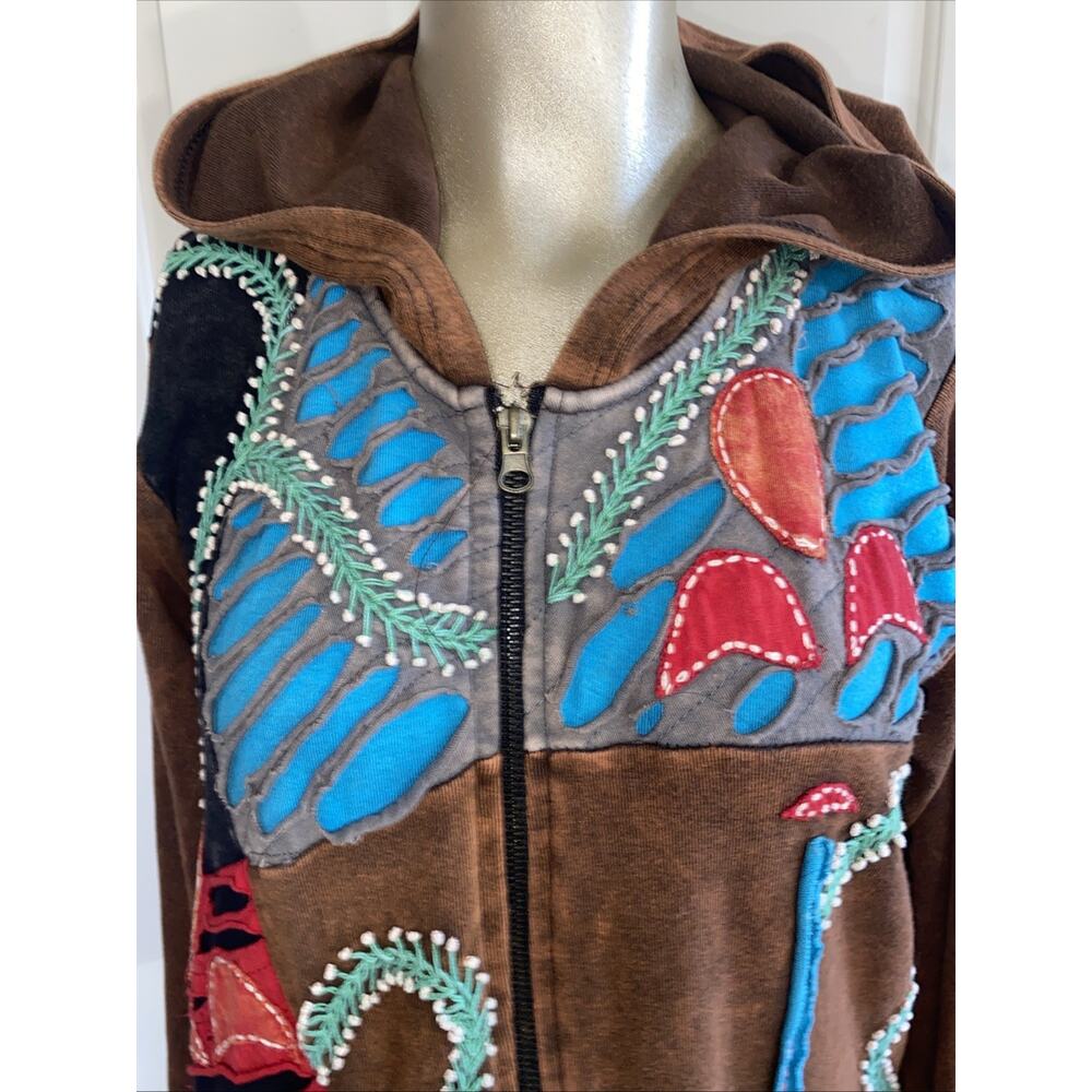 The Collection Royal Hoodie Jacket Women Medium Artsy Zip Hippy Boho 90'S Vibe - Picture 5 of 10
